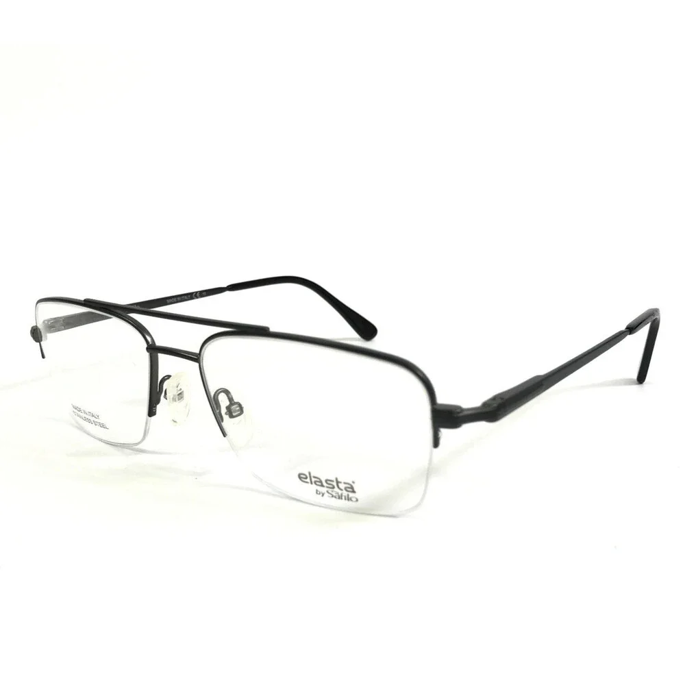 Elasta by Safilo Eyeglasses Frames E7251 6LB Gunmetal Aviator Half Rim 57-17-150